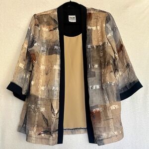 Vintage R&M Richards by Karen Kwong Kimono Abstract Floral Boho Lagenlook 12 Lrg